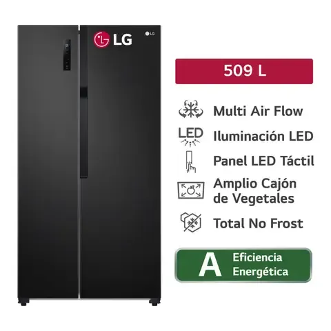 REFRIGERADORA GS51MPD LG 509 L MULTI AIR FLOW SIDE BY SIDE NEGRO