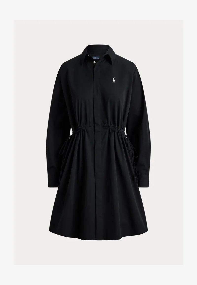 COTTON DRAWCORD SHIRTDRESS - Skjortekjole - polo black