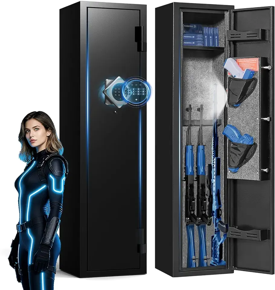 2-3 Gun Safe, Gun Safe for Rifles and Pistols, Gun Cabinets for Rifles and Shotguns with Dual Alarm System, Rifle Safe, Gun Safes for Home Rifle and Pistols, No Assembly