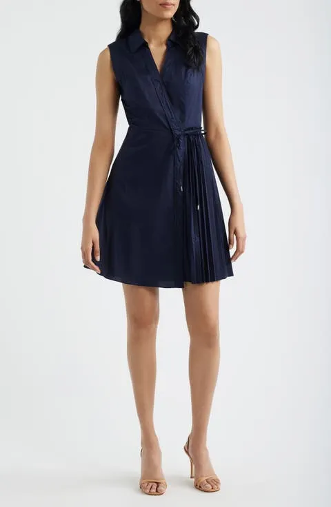 Halogen® Pleated Wrap Minidress