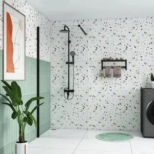 Mampara panel de ducha fijo Onika 70x195 cm cristal de 6 mm de espesor de color negro