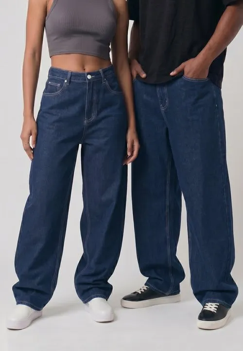 UNISEX - Jeans straight leg - rinsed denim