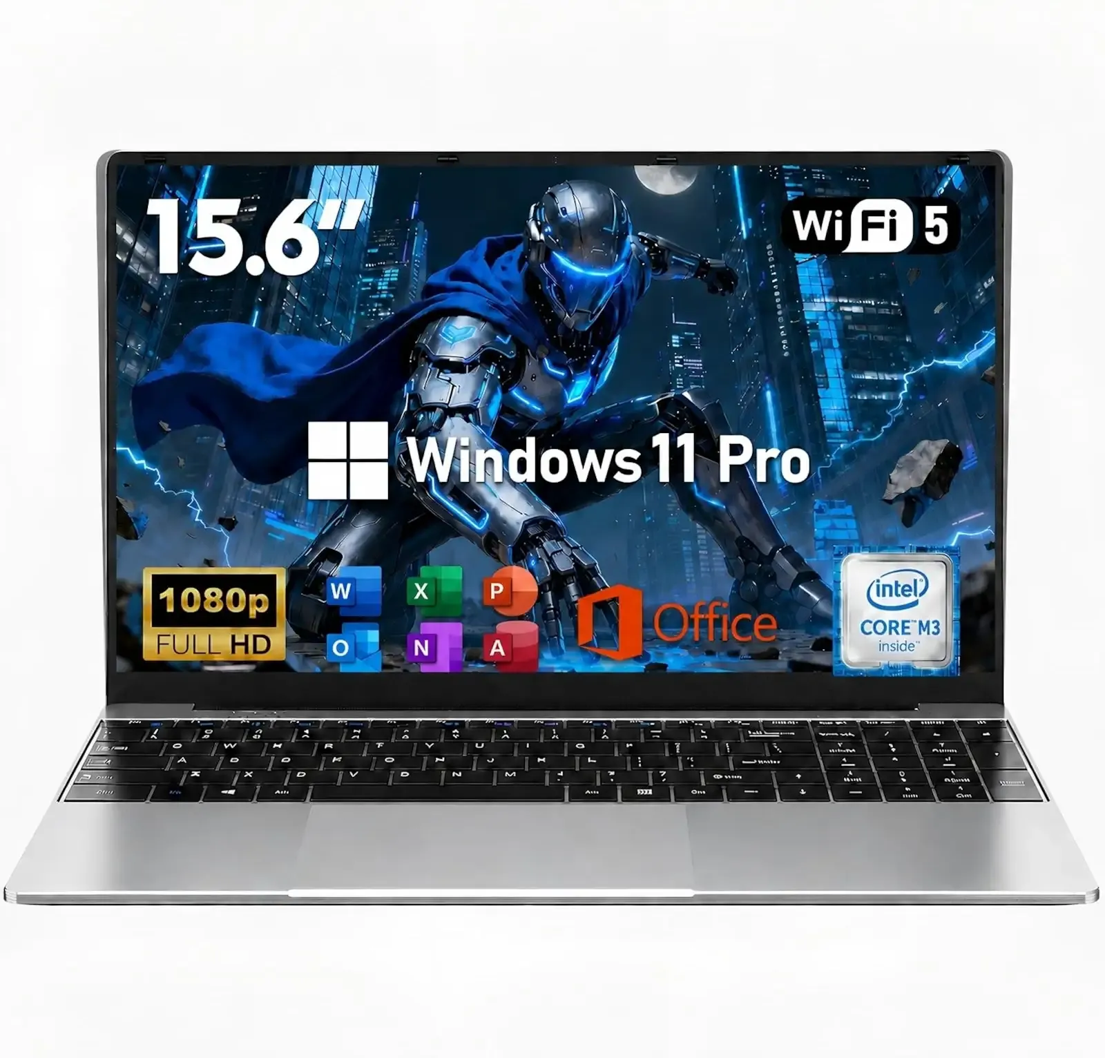 NIAKUN Laptop, Window 11 Pro Laptop Computer 2026, 15.6 Inch Lap Top, 16GB RAM 256GB SSD PC, M3-6Y30 Processor, FHD Display, WIFI5, BT4.2, Webcam, Office 365 for Business, School, Work, Student, Gray