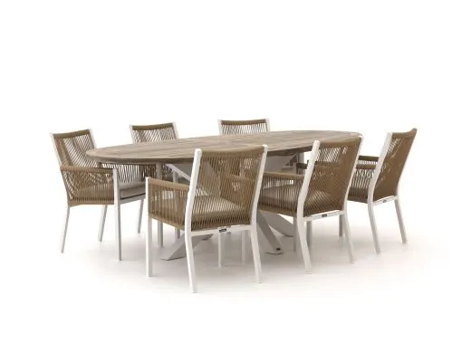 Manifesto Rivola/ROUGH-Y Ellips 240cm dining tuinset 7-delig