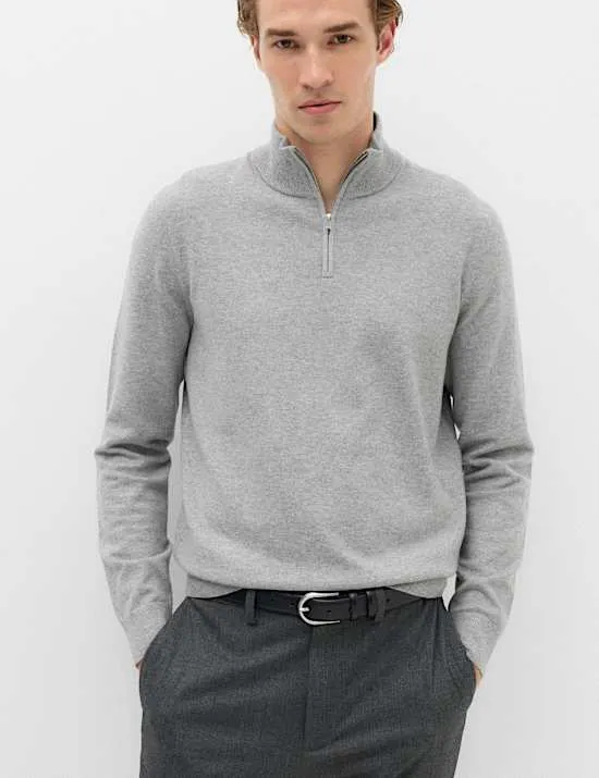 Pullover aus Air-Yarn mit halbem Reißverschluss
