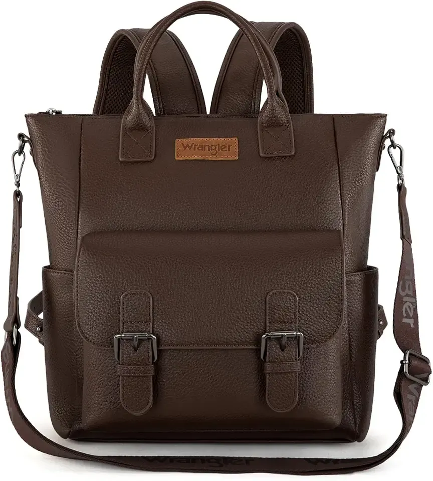 Wrangler Backpack Purse for Women Convertible Shoulder Handbag Travel Brown