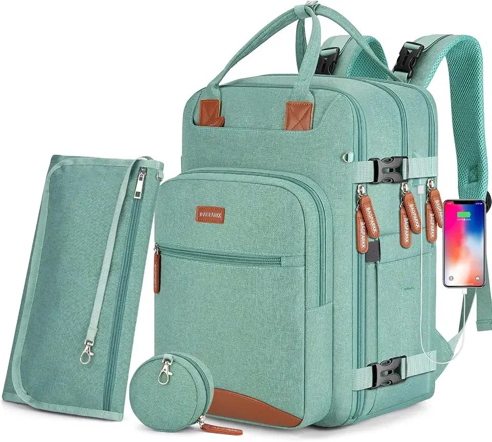 BAGPARKK Diaper Bag Backpack With Changing Pad & Pacifier Holder | Baby Bag Backpack, Water-resistant, Anti-Theft, Insulated Pockets, Stroller Straps, Travel Backpack For Mom, Dad, Newborn