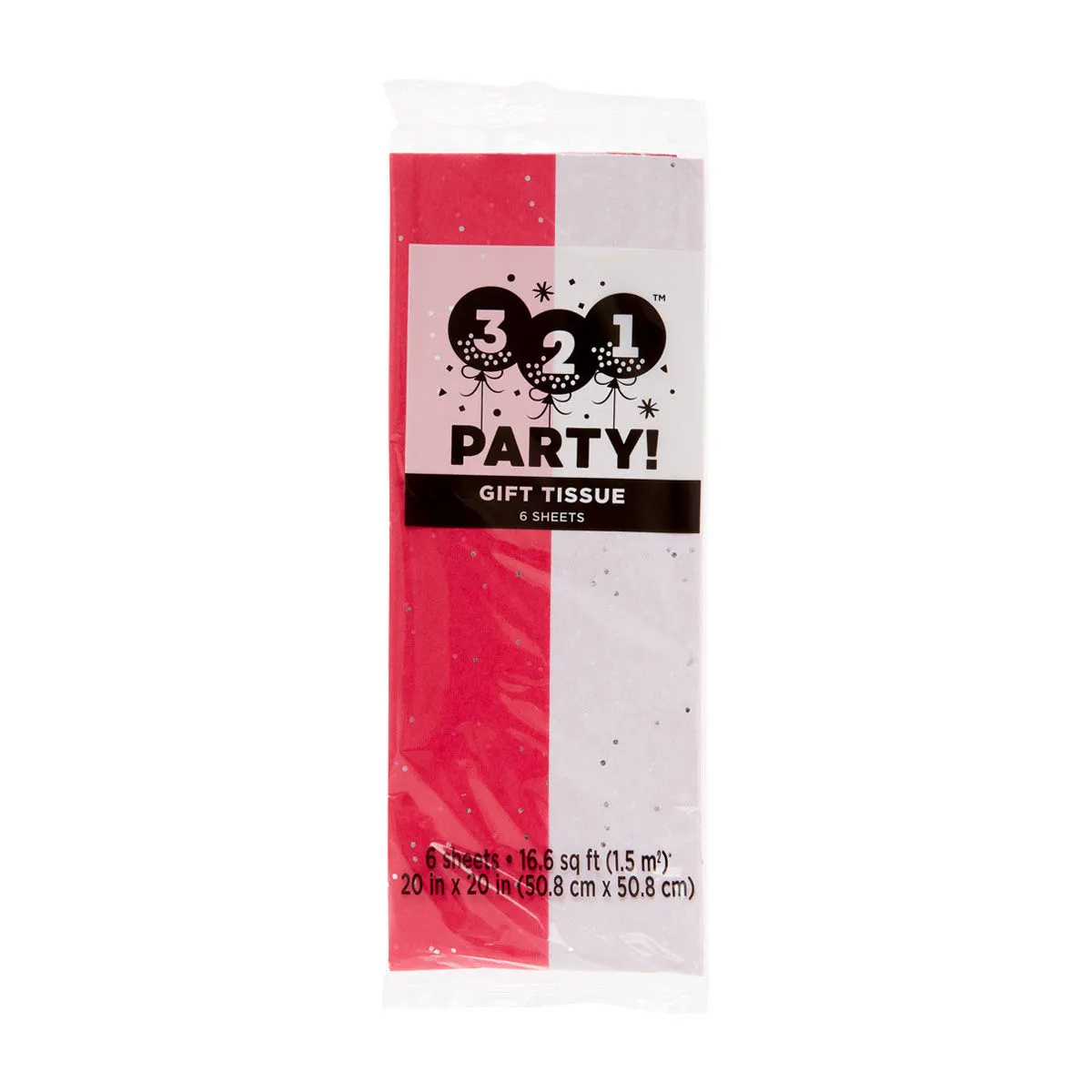321 Party! Gift Tissue Paper, Pink Sequin and White, 8 ct
