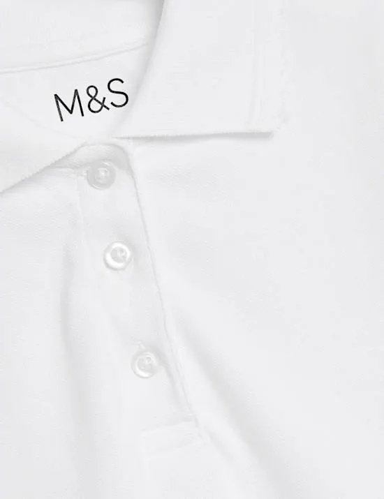 3 Pack Girls' Pure Cotton Regular Fit Stainaway Polo Shirt (2-18 Yrs)