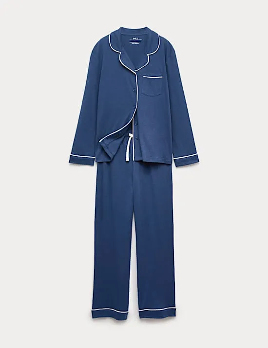 Cotton Modal Blend Piped Pyjamas (3-16 Yrs)