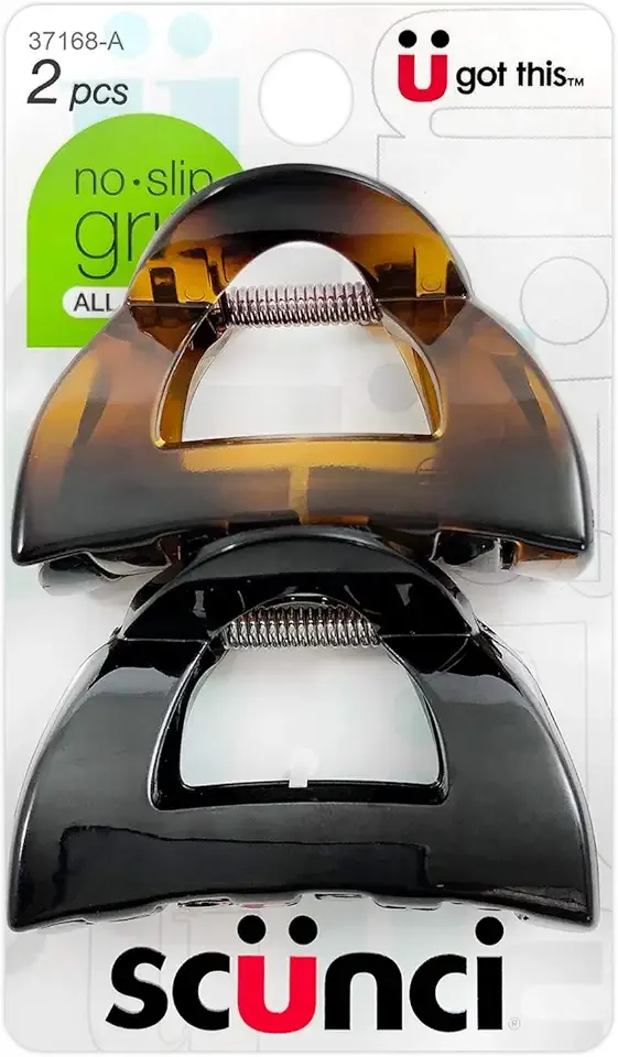 Scunci No-Slip Grip 5.5 cm Jaw Clips, women unisexAll Day Hold, 2-Count Per Pack (1-Pack Total)