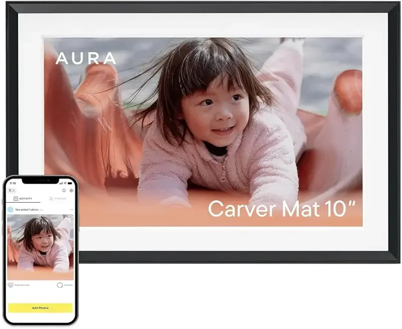 Aura Carver 10" WiFi Digital Picture Frame – Free Unlimited Cloud Storage – Send Photos from App – No Subscription – Auto On/Off – Gift for Parents & Grandparents