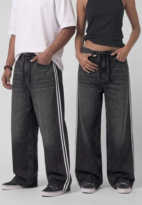 UNISEX - Baggy jeans - black denim
