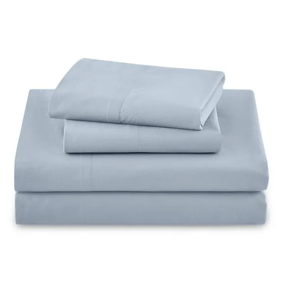 Beautiful 4-Piece 100% Cotton Washed Percale Sheet Set, Cornflower Blue, Full, by Drew Barrymore