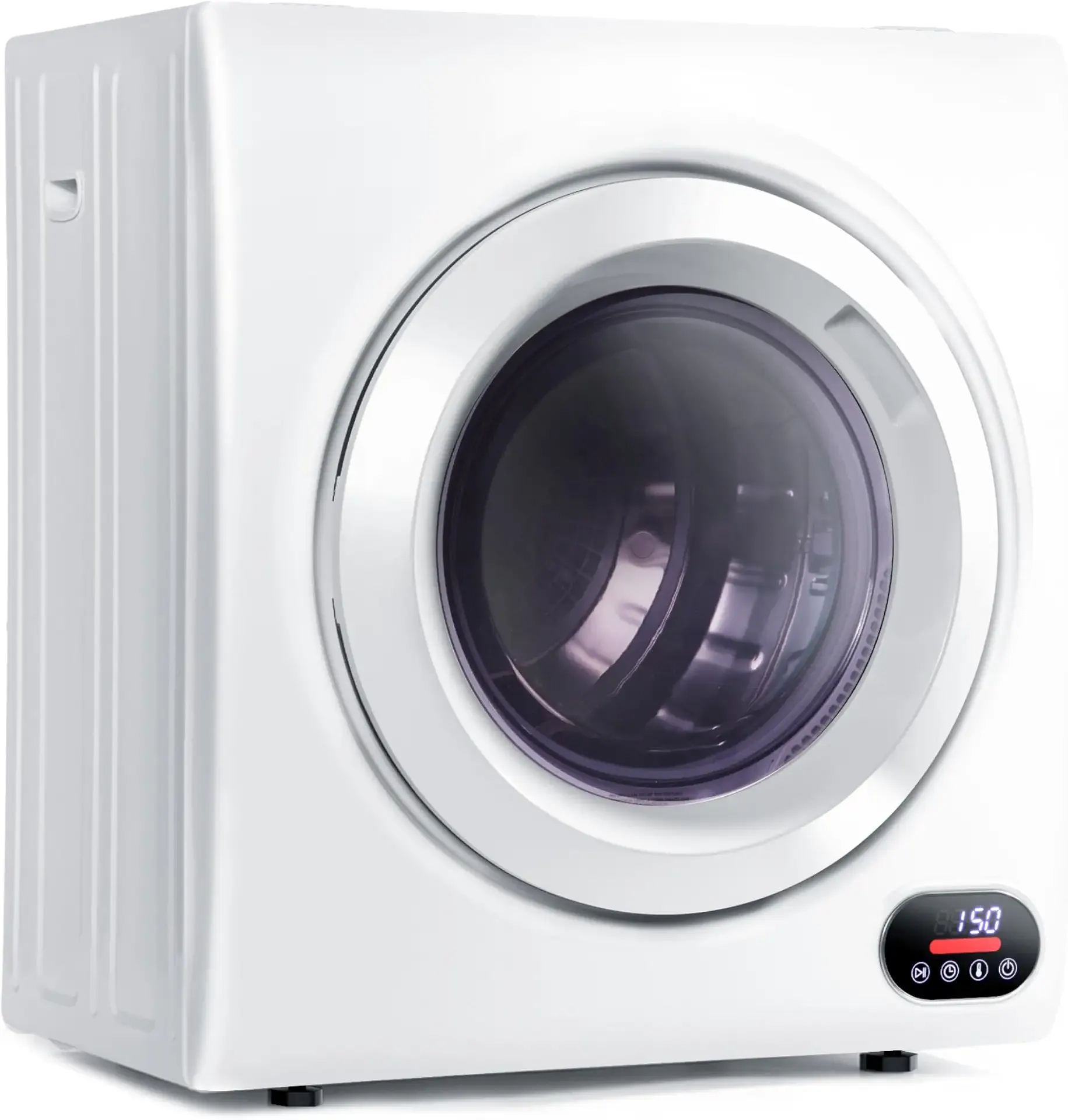 Euhomy Compact Laundry Dryer, 3.5 cu ft Front Load Stainless Steel Clothes Dryers With Exhaust Pipe, 1500W, LCD Control Panel Four-Function Portable Dryer For Apartments, Home, Dorm, White