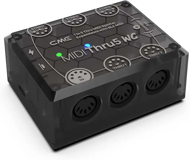 CME MIDI Thru5 WC - Premium 1-to-5 MIDI Thru - High-precision 1-in-5-out wired transmission with high-speed optocoupler for error-free synchronization of all MIDI devices via 5-pin DIN