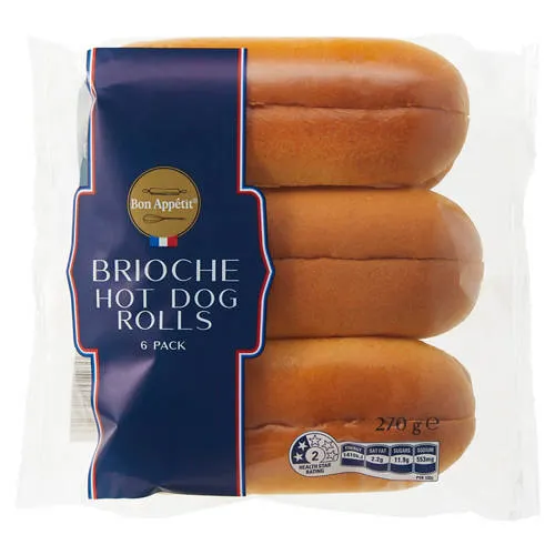Brioche Hot Dog Rolls 6 Pack 270g