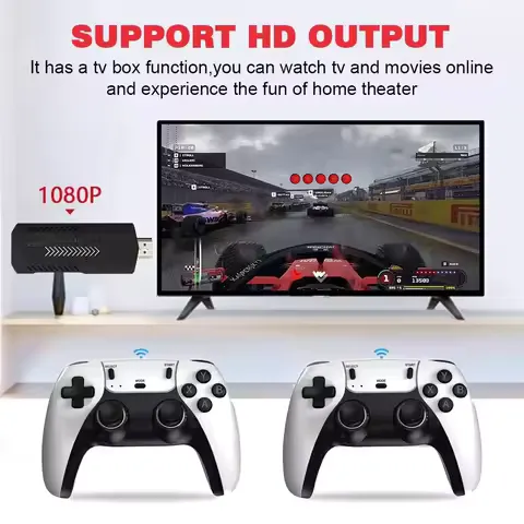 The X2 Pro video game console features over 50,000 built-in retro video games and 40+ emulators, compatible with PS1/N64/DC.