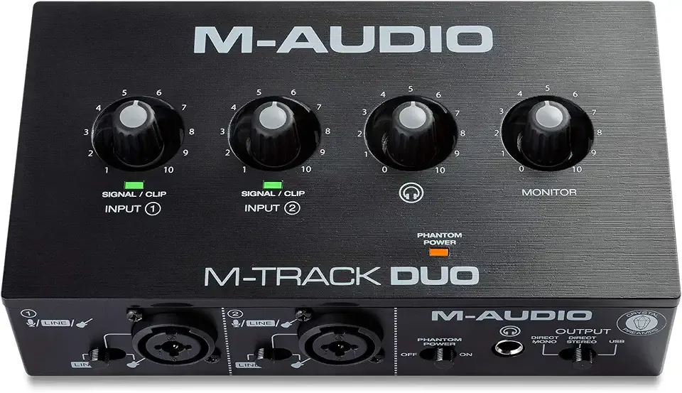 M-AUDIO M-Track Duo USB Audio Interface | Dual XLR, Line and DI Inputs, Professional Software Suite for Recording, Streaming, and Podcasting