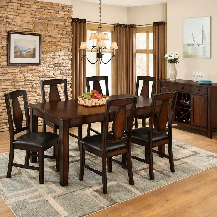 Tuscan Hills 7 Piece Dining Set & Self Storing Butterfly Leaf by Vilo Home - Walnut