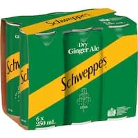 schweppes drink mixers dry ginger ale 250ml cans 6pack