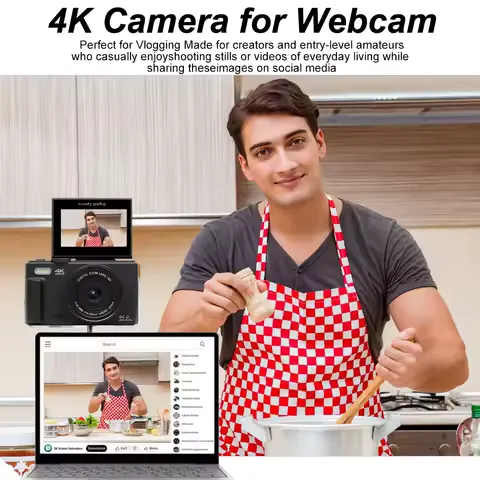 Compact Digital Photography Camera 4K 18X Digital Zoom Vintage Vlog Video Recorder YouTube 180° Flip Screen Selfile WiFi Web Cam