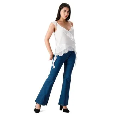 Blusa Mxstaza Mujer Sin Mangas Diseño De Olanes
