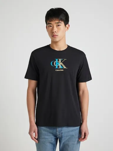 Calvin Klein 30S Double Ck Graphic Tee In Black
