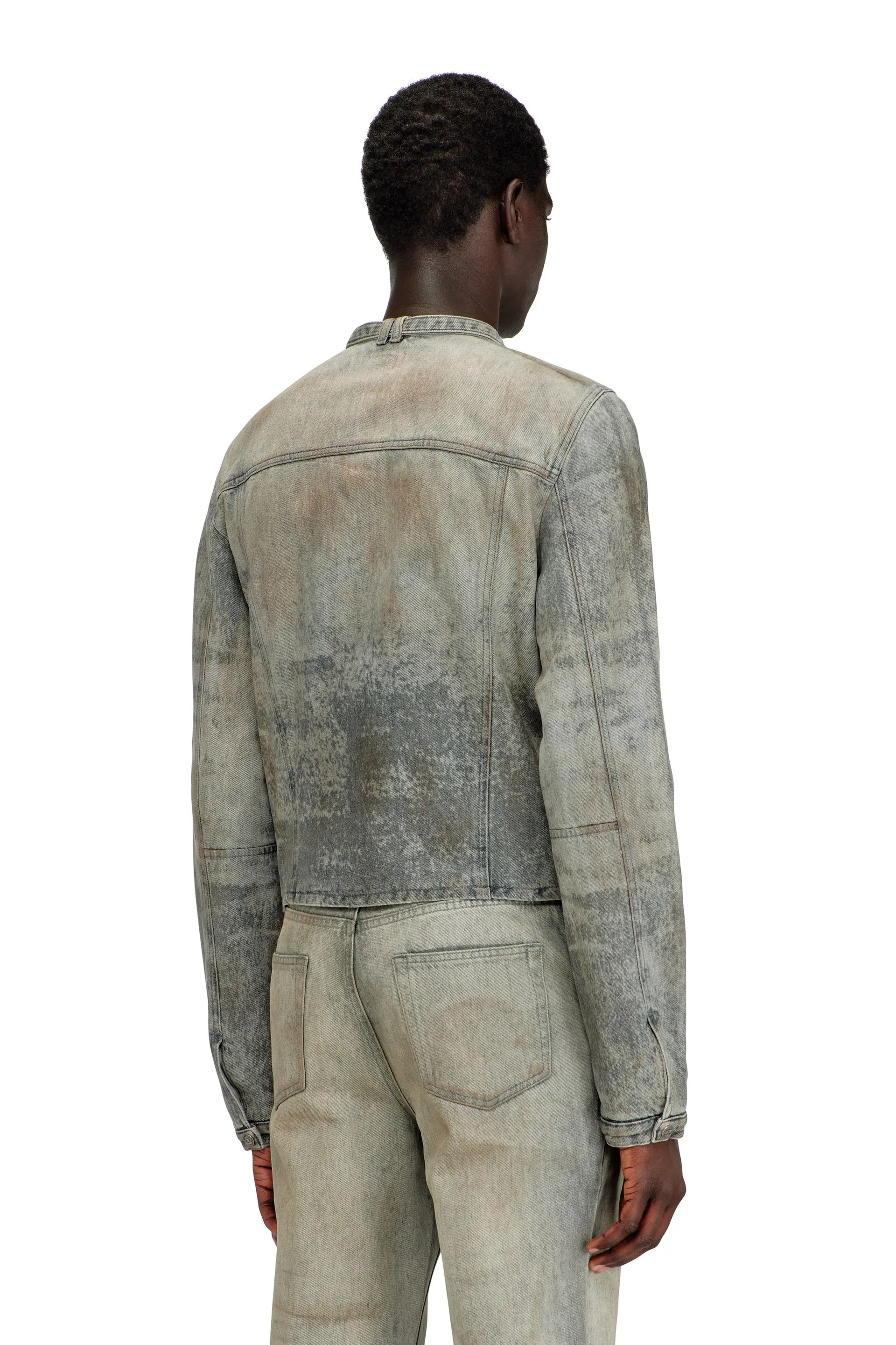 Jacket in cotton-hemp satin denim