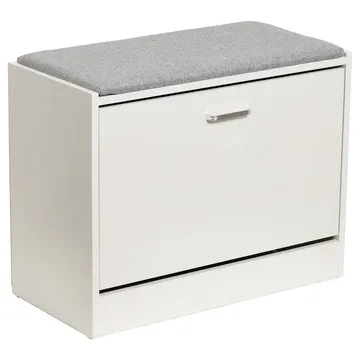 Panca porta scarpe con seduta in MDF Effetto Legno Bianco h50x63x30 cm