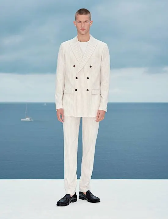 Slim Fit Pinstripe Double Breasted Jacket