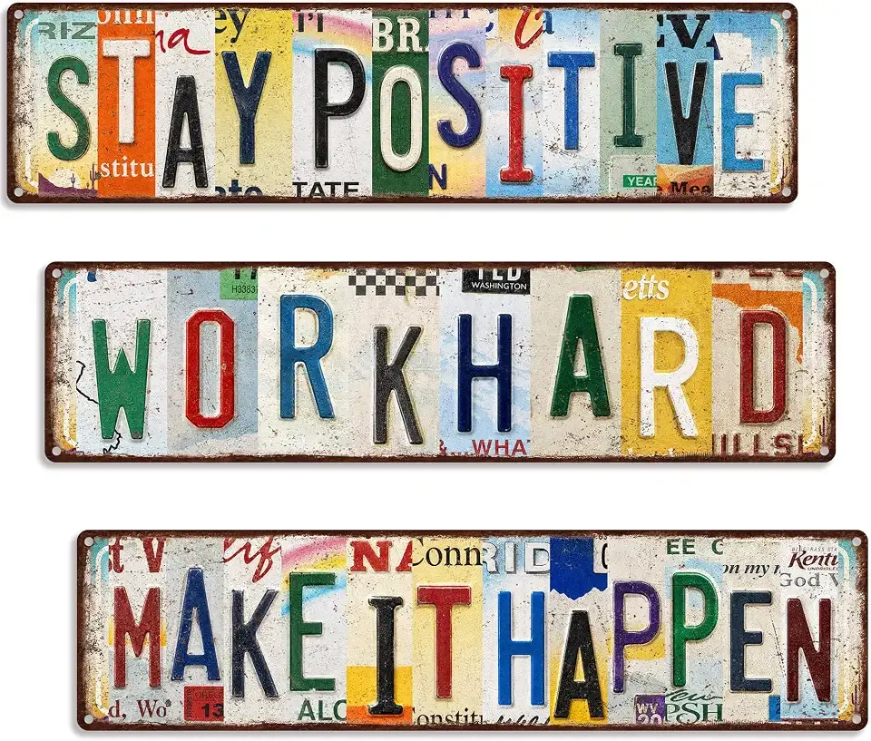 PAIION Motivational Signs, 3-Pcs, 16 x 4 in, Inspirational Wall Art Decor