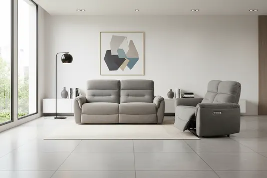 Joan Power Sofa + Loveseat with USB by Acme Furniture - Gray