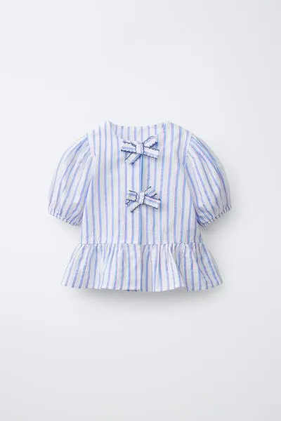 STRIPED BLOUSE WITH BOWS