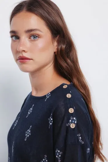 Camiseta estampada efecto lino