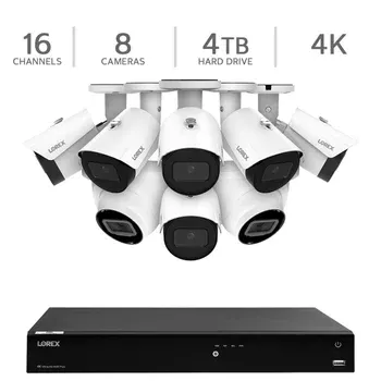 Lorex 4K 16-Channel 4TB NVR System with 6 Bullet Cameras and 2 Dome Cameras