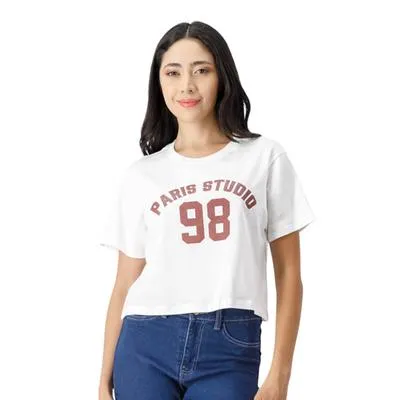 Playera Mxstaza Mujer Croptop Leyenda Paris Studio 98