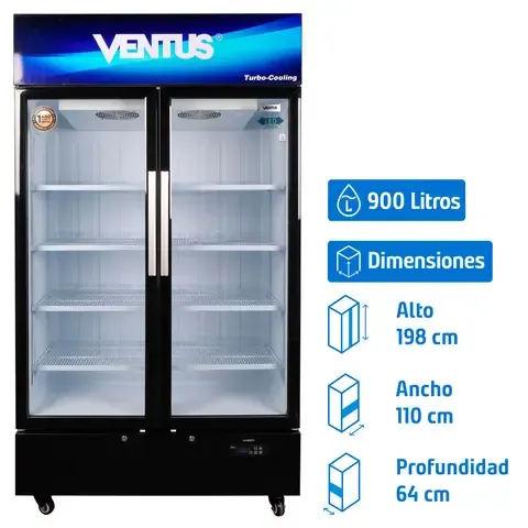 Visicooler 2 puertas frio forzado turbo cooling 900 lts lg-900 tc
