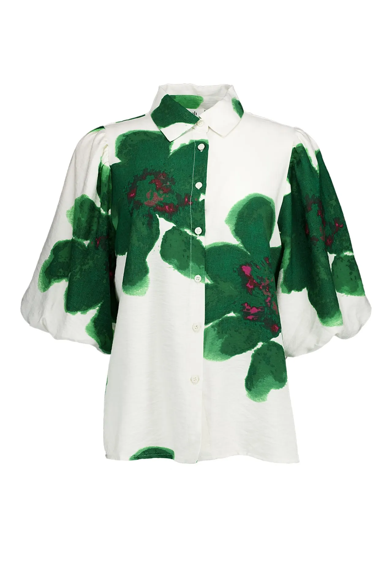 Groene blouse met botanische print