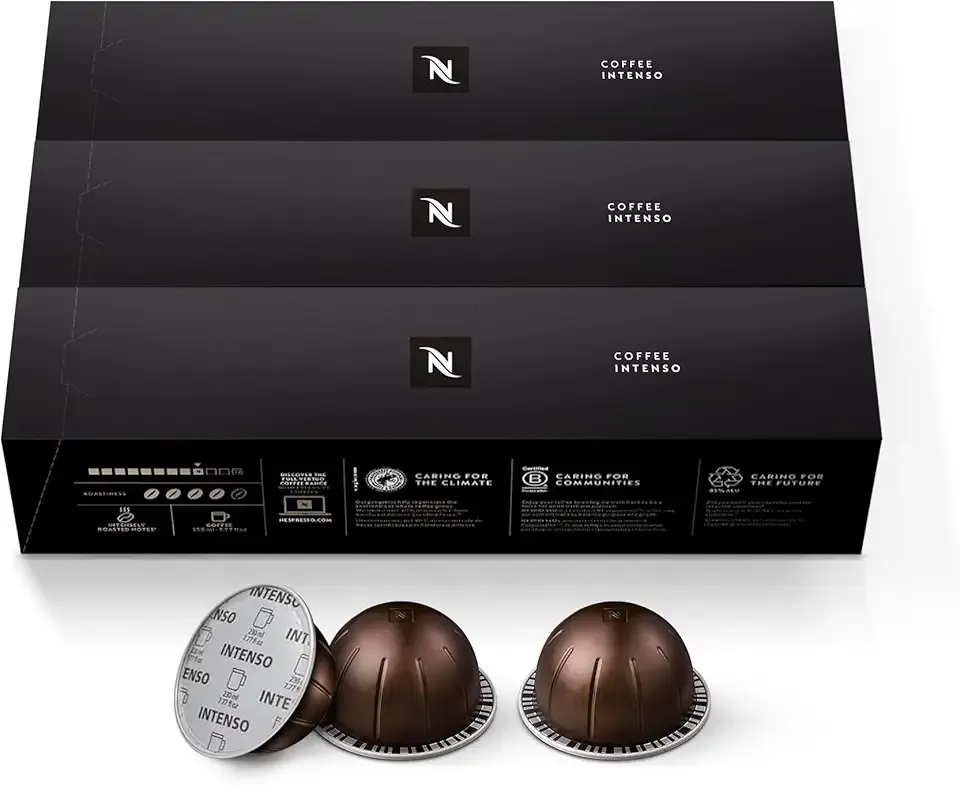 Nespresso Capsules Vertuo, Intenso, Dark Roast Coffee, 30-Count Coffee Pods, Brews 7.8oz.