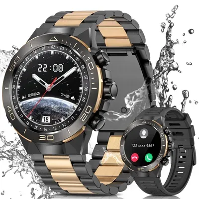 Smartwatch 2026 für Herren in Militärqualität mit AMOLED-Display Smartwatch,Anruf, Herzfrequenz, Blutdruck, 107 Sportmodi, IP68, Android/iOS