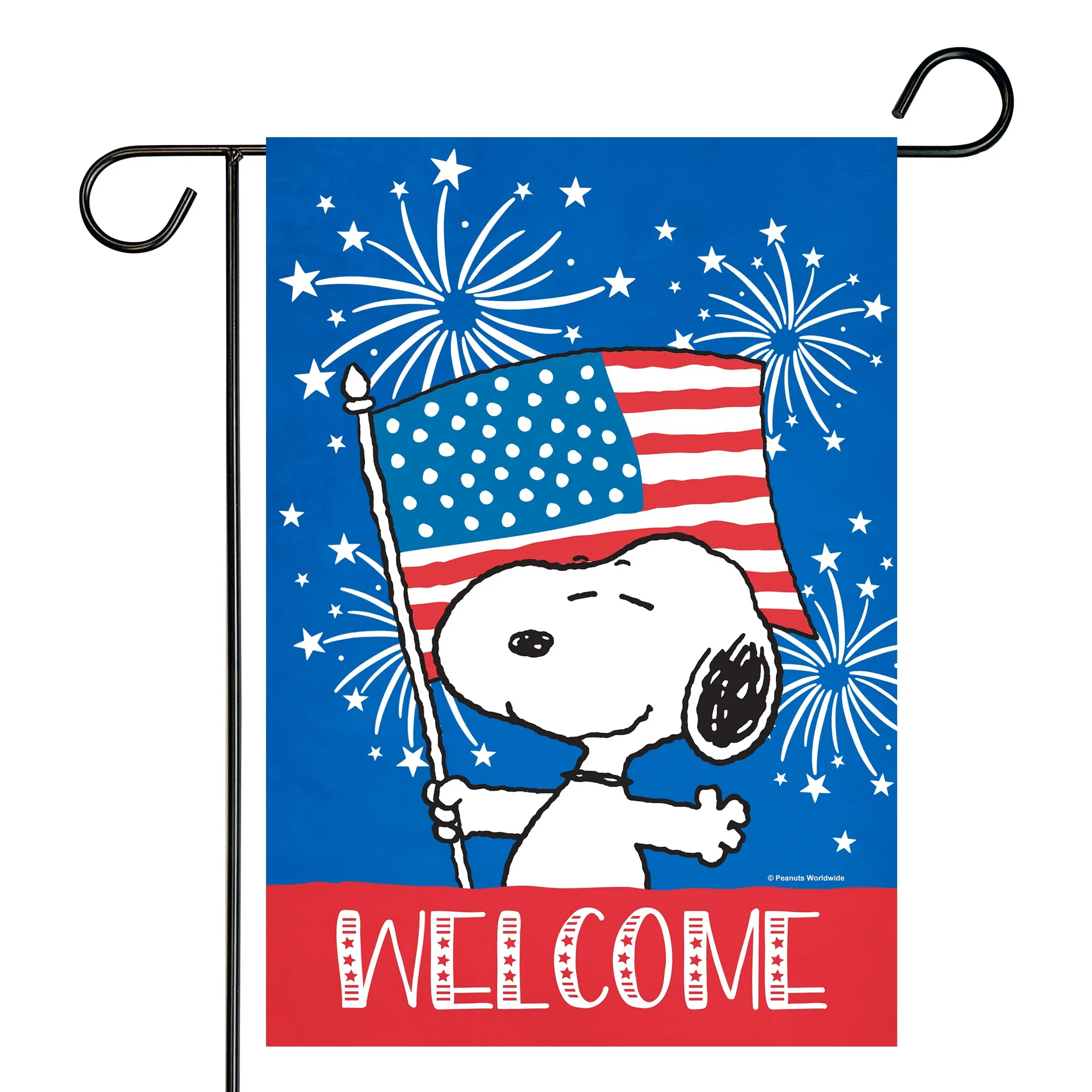 Snoopy Fireworks 1.44-ft W x 2.91-ft H Patriotic Garden flag Kit