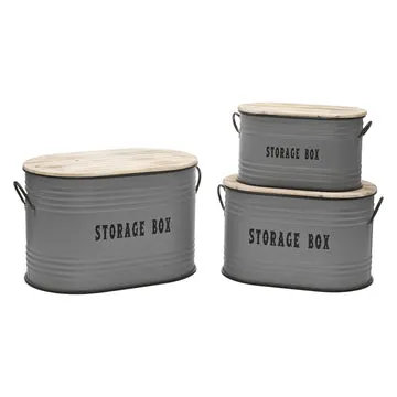 Set 3 Ceste Portabiancheria con Manici Rettangolare Grigio