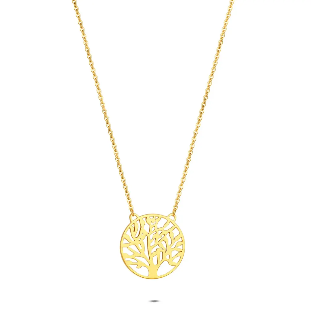 Halsketting in edelstaal, boom van leven
