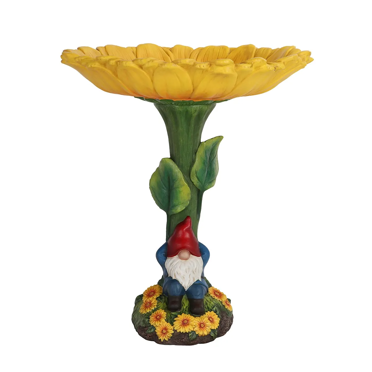 20-in H Yellow/Green Resin Complete birdbath