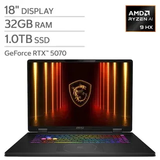 MSI Crosshair A18 HX 18" Gaming Laptop - AMD Ryzen 9 8940HX - NVIDIA RTX 5070 - 2560x1600 - 32GB RAM - 1TB SSD - Windows 11