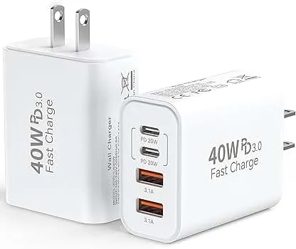 USB C Wall Fast Charger Block, 40W 4-Port Type C Ch…