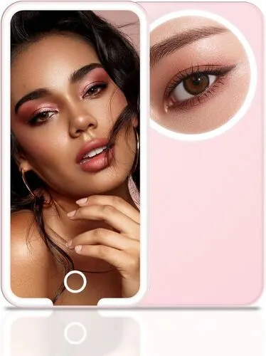 Touch Glow LED Pocket Mirror - Pink