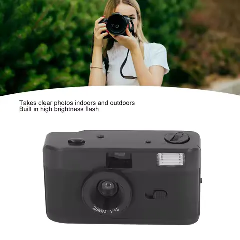 Vintage Film Camera 35MM Film Camera Reusable Lightweight Vintage Camera Built in Flash with 28MM F/8 Lens 1/120s Shutter Speed