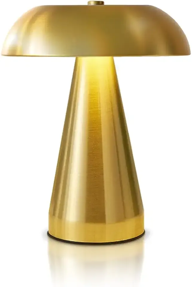 Portable LED Desk Lamp, Cordless Metal Table Lamp, 3-Color Touch Control Rechargeable Light, 3-Levels Brightness Room Decor, Bedside & Dining Room Light (Gold)